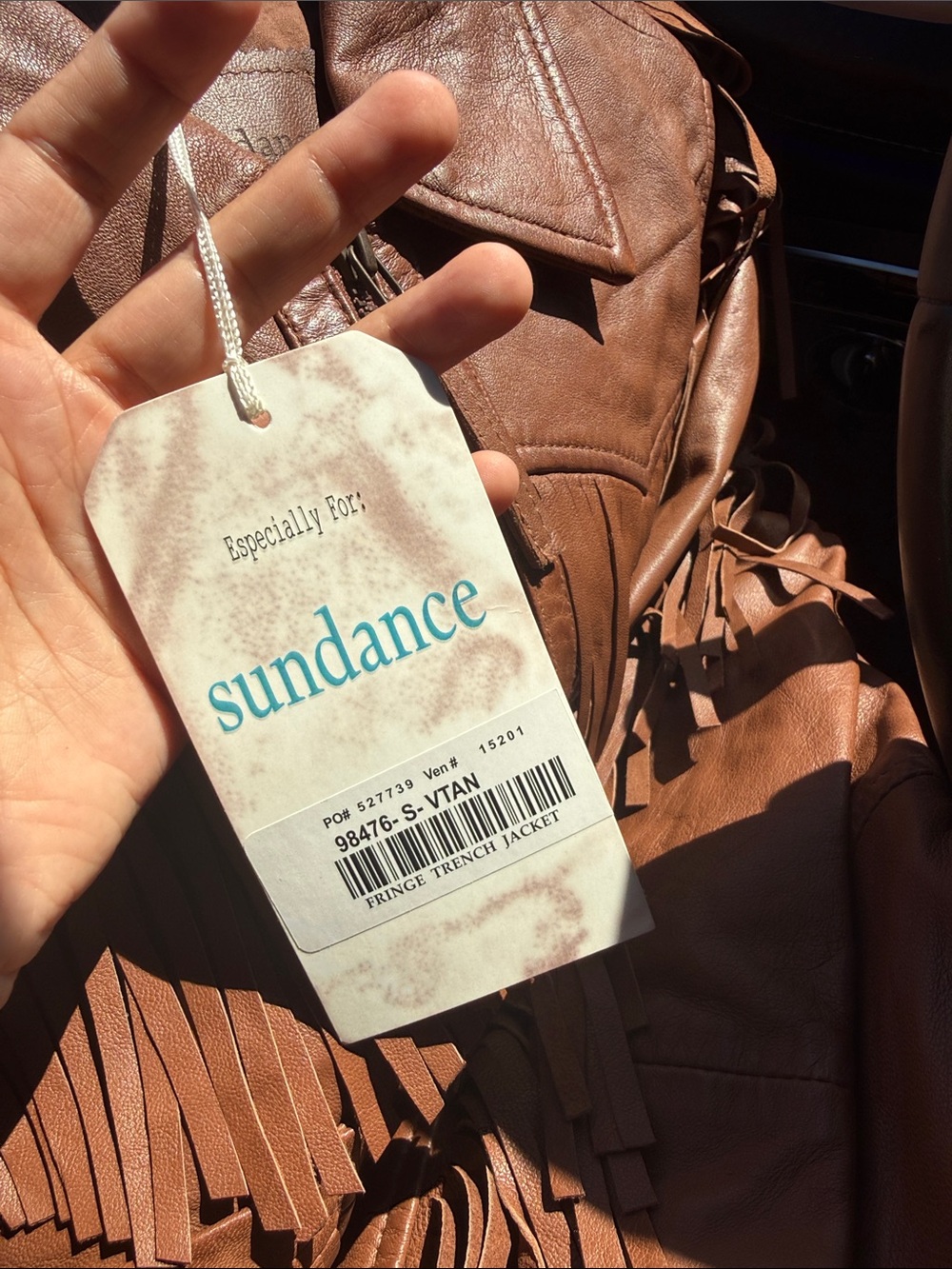 Sundance Chestnut Brown Fringe Leather Jacket - Picture 7 of 7